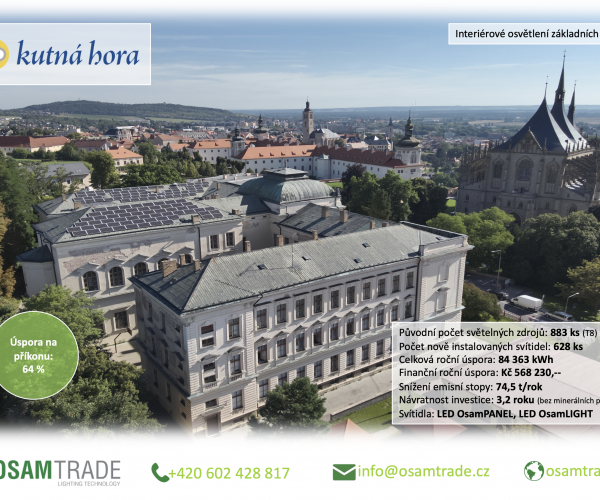 Město Kutná Hora - osvětlení základních škol (vč. instalace nových minerálních podhledů v učebnách)